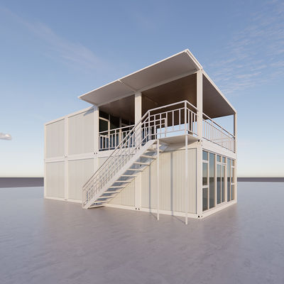 บ้านคอนเทนเนอร์ 40 ฟุต คอนเทนเนอร์ 2 ชั้น ราคาถูก บ้าน Prefab ในเปอร์โตริโก
