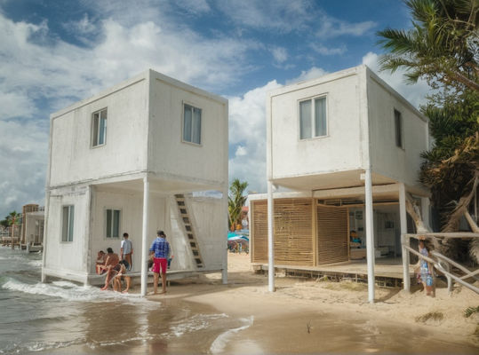 โมดูลลาร์ Prefab Sandwich Panel House บ้านโลหะ Prefabricated กับกําแพงประกอบความละเอียด 75 มิลลิเมตร