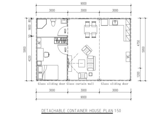 โมดูลาร์ออกแบบ Prefab คอนเทนเนอร์การขนส่งบ้านกับ Knock Down ระบบ
