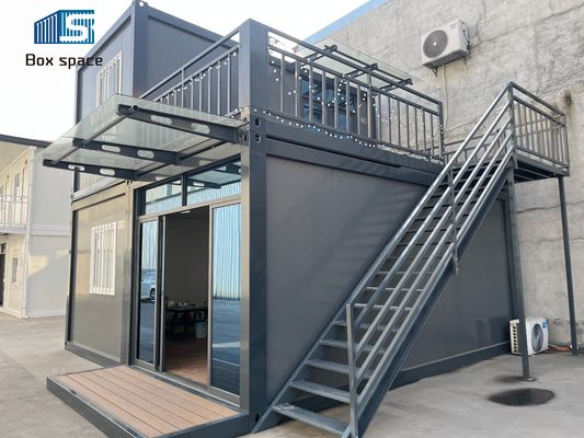 Boxspace 20ft Off-Grid คอนเทนเนอร์ บ้าน 2 ชั้น คอนเทนเนอร์เคลื่อนไหว สํานักงาน บ้านเตรียมพร้อมขนาดเล็ก สําหรับให้เช่า คอนเทนเนอร์